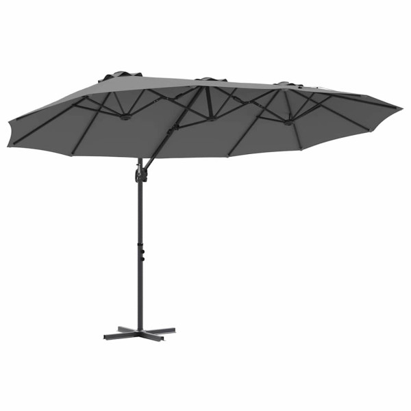 Parasol Ogrodowy Antracytowy z Podstawą Składany Na Taras Balkon 943549