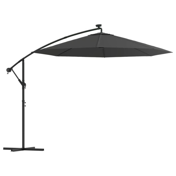 Parasol Ogrodowy Antracytowy z Podstawą Składany z Oświetleniem 300 cm 938861