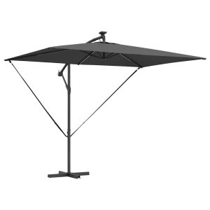 Parasol Ogrodowy Antracytowy z Podstawą Składany z Oświetleniem 941502 Parasol Ogrodowy Antracytowy z Podstawą Składany z Oświetleniem 941502