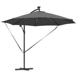 Parasol Ogrodowy Antracytowy z Podstawą Składany z Oświetleniem 940702 Parasol Ogrodowy Antracytowy z Podstawą Składany z Oświetleniem 940702