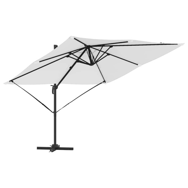 Parasol Ogrodowy Beżowy Składany z Podstawą Na Taras Ogród 286 x 284 940680