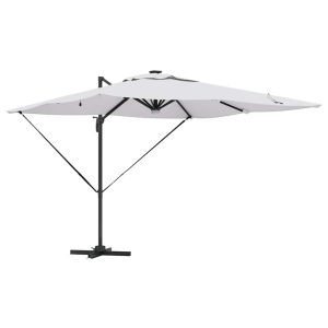 Parasol Ogrodowy Beżowy Składany z Podstawą Na Taras Ogród 286 x 284 x 270 940630
