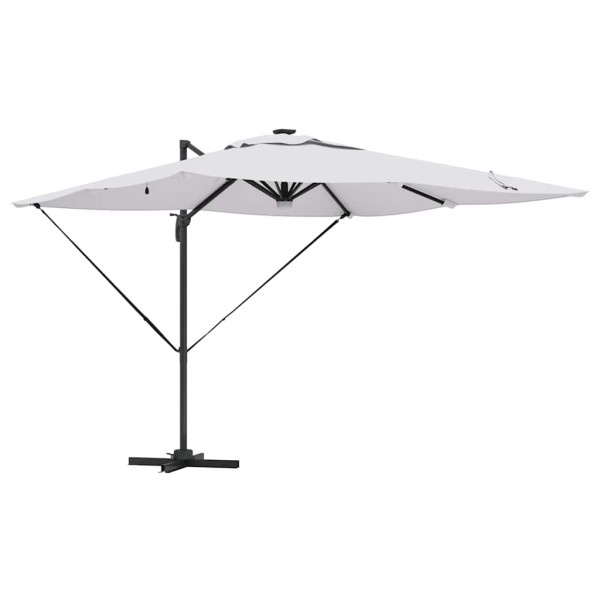 Parasol Ogrodowy Beżowy Składany z Podstawą Na Taras Ogród 286 x 284 x 270 940630