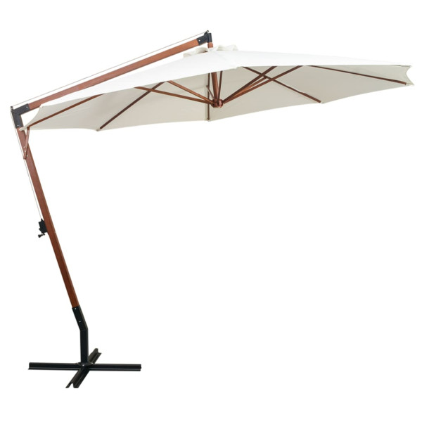 Parasol Ogrodowy Biały Składany z Podstawą Na Taras Ogród 350 cm 943591