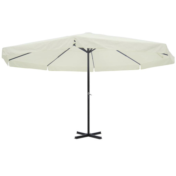 Parasol Ogrodowy Biały Składany z Podstawą Na Taras Ogród 500 cm 940636