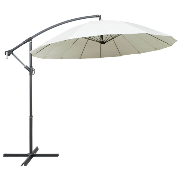 Parasol Ogrodowy Biały z Podstawą Składany Na Taras Balkon Ogród 3 m 941460