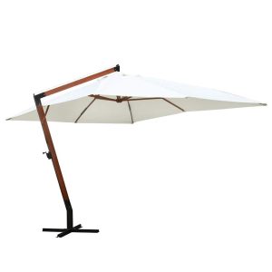 Parasol Ogrodowy Biały z Podstawą Składany Na Taras Balkon Ogród 300 x 400 941490 Parasol Ogrodowy Biały z Podstawą Składany Na Taras Balkon Ogród 300 x 400 941490