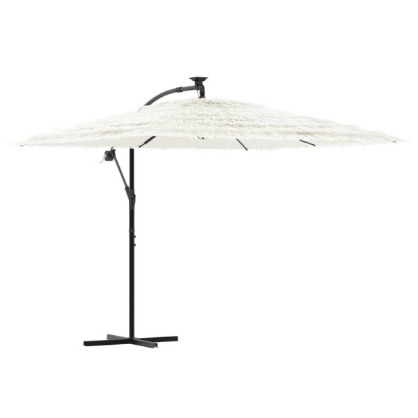 Parasol Ogrodowy Biały z Podstawą Składany Na Taras Balkon Ogród 941524