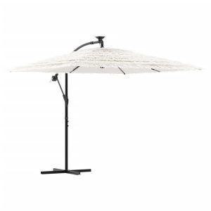 Parasol Ogrodowy Biały z Podstawą Składany Na Taras Balkon Ogród 941542 Parasol Ogrodowy Biały z Podstawą Składany Na Taras Balkon Ogród 941542