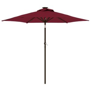 Parasol Ogrodowy Bordowy Składany Na Słupku z Oświetleniem 225x225x212 cm 938897 Parasol Ogrodowy Bordowy Składany Na Słupku z Oświetleniem 225x225x212 cm 938897