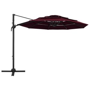 Parasol Ogrodowy Bordowy z Podstawą Składany Na Taras Balkon Ogród 3×3 m 940662 Parasol Ogrodowy Bordowy z Podstawą Składany Na Taras Balkon Ogród 3×3 m 940662