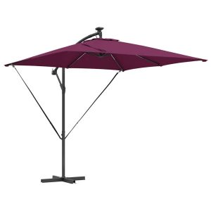 Parasol Ogrodowy Bordowy z Podstawą Składany Na Taras Balkon Ogród 943509 Parasol Ogrodowy Bordowy z Podstawą Składany Na Taras Balkon Ogród 943509
