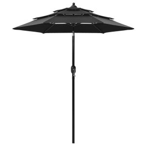 Parasol ogrodowy Czarny 2 m vidaXL 593821 Parasol ogrodowy Czarny 2 m vidaXL 593821