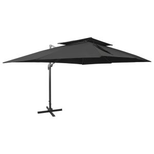 Parasol ogrodowy Czarny 300 x 400 cm vidaXL 594113 Parasol ogrodowy Czarny 300 x 400 cm vidaXL 594113