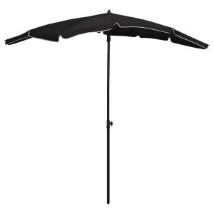 Parasol Ogrodowy Czarny Na Słupku Składany Na Taras Ogród 200×130 cm 938957 Parasol Ogrodowy Czarny Na Słupku Składany Na Taras Ogród 200×130 cm 938957