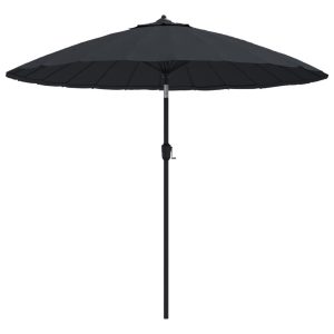 Parasol Ogrodowy Czarny Składany Na Słupku Na Taras Ogród Balkon 270 cm 945828 Parasol Ogrodowy Czarny Składany Na Słupku Na Taras Ogród Balkon 270 cm 945828