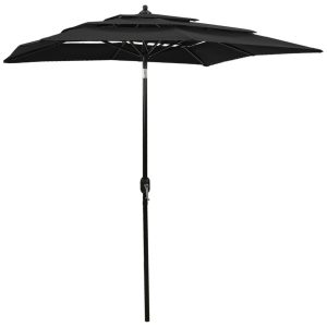 Parasol Ogrodowy Czarny Składany Na Słupku Na Taras Ogród Balkon 2×2 m 945821 Parasol Ogrodowy Czarny Składany Na Słupku Na Taras Ogród Balkon 2×2 m 945821