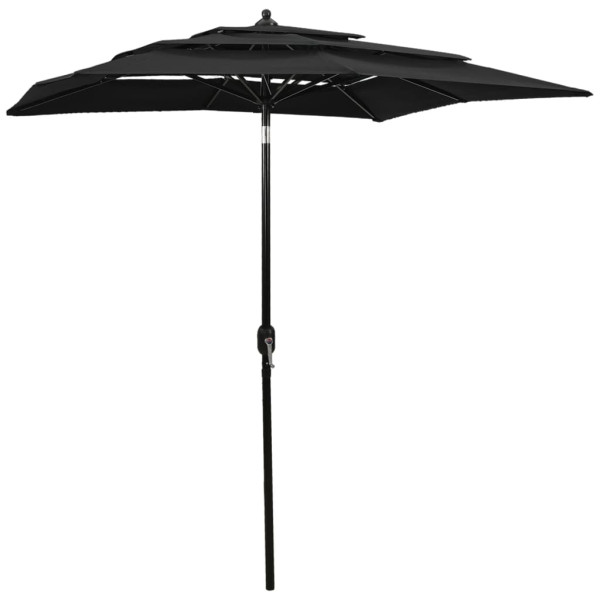 Parasol Ogrodowy Czarny Składany Na Słupku Na Taras Ogród Balkon 2x2 m 945821