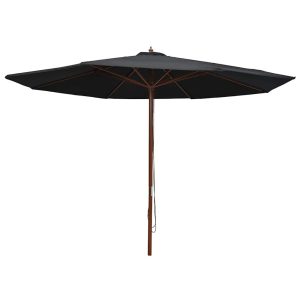 Parasol Ogrodowy Czarny Składany Na Słupku Na Taras Ogród Balkon 350 cm 940717