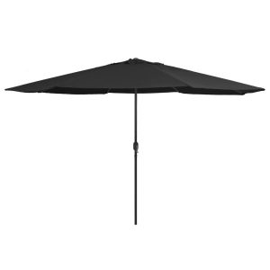 Parasol Ogrodowy Czarny Składany Na Słupku Na Taras Ogród Balkon 390 cm 938963