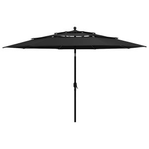 Parasol Ogrodowy Czarny Składany Na Słupku Na Taras Ogród Balkon 943532