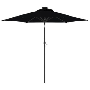 Parasol Ogrodowy Czarny Składany Na Słupku z Oświetleniem 225x225x212 cm 939054
