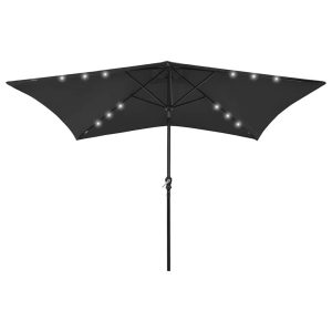 Parasol Ogrodowy Czarny Składany Na Słupku z Oświetleniem 2×3 m 938892