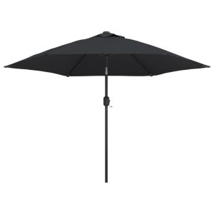 Parasol Ogrodowy Czarny Składany Na Słupku z Oświetleniem 300 cm 939002
