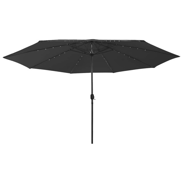 Parasol Ogrodowy Czarny Składany Na Słupku z Oświetleniem 400 cm 943542