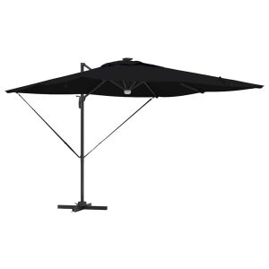 Parasol Ogrodowy Czarny Składany z Podstawą Na Taras Ogród 286 x 284 x 270 940661