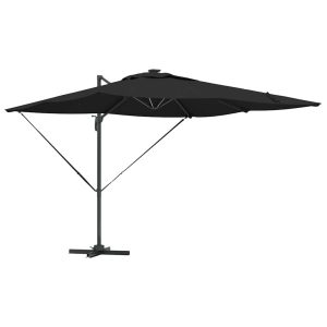 Parasol Ogrodowy Czarny Składany z Podstawą Na Taras Ogród 286 x 284 x 270 938948