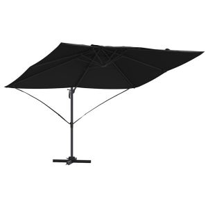 Parasol Ogrodowy Czarny Składany z Podstawą Na Taras Ogród 351 x 250 x 260 940706