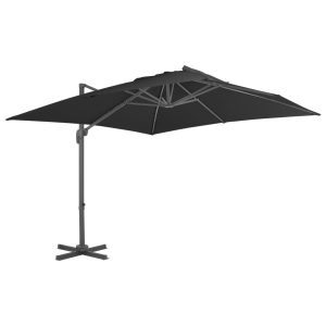 Parasol Ogrodowy Czarny Składany z Podstawą Na Taras Ogród 3×3 m 943486 Parasol Ogrodowy Czarny Składany z Podstawą Na Taras Ogród 3×3 m 943486