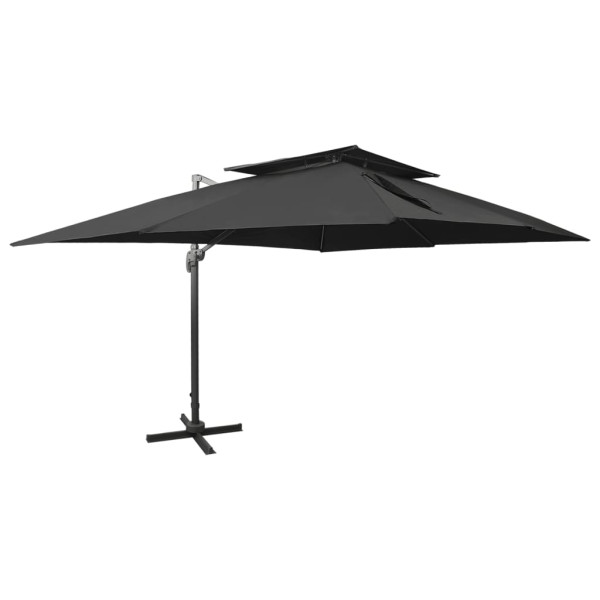 Parasol Ogrodowy Czarny Składany z Podstawą Na Taras Ogród 400x300 cm 940625