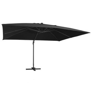 Parasol Ogrodowy Czarny Składany z Podstawą Na Taras Ogród LED 400×300 cm 941528 Parasol Ogrodowy Czarny Składany z Podstawą Na Taras Ogród LED 400×300 cm 941528
