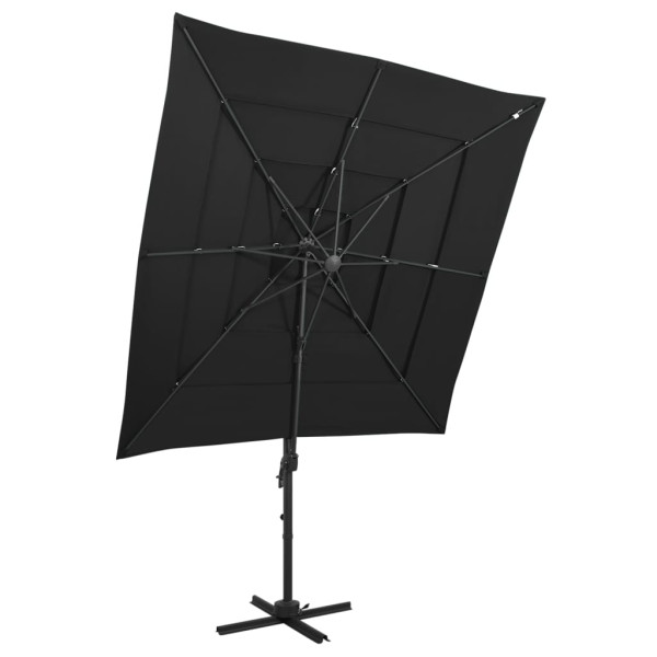Parasol Ogrodowy Czarny z Podstawą Składany Na Taras Balkon Ogród 250x250 941538