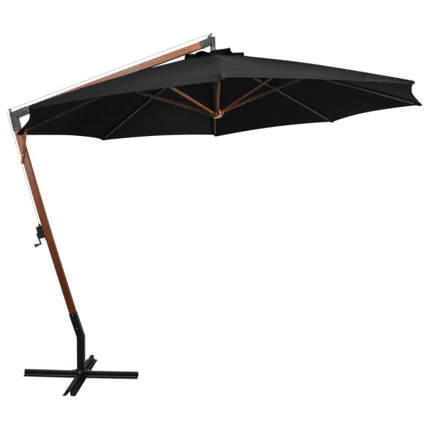 Parasol Ogrodowy Czarny z Podstawą Składany Na Taras Balkon Ogród 3,5x2,9 m 943594