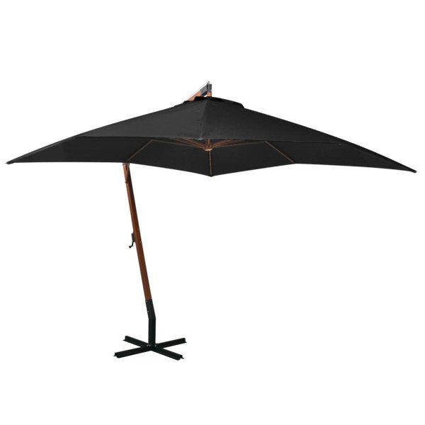 Parasol Ogrodowy Czarny z Podstawą Składany Na Taras Balkon Ogród 3x3 m 943588