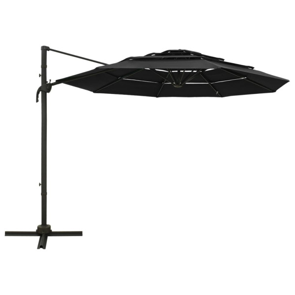 Parasol Ogrodowy Czarny z Podstawą Składany Na Taras Balkon Ogród 3x3 m 940578