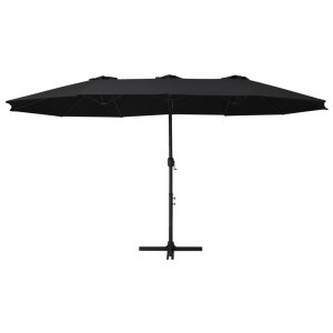 Parasol Ogrodowy Czarny z Podstawą Składany Na Taras Balkon Ogród 460 x 270 941497 Parasol Ogrodowy Czarny z Podstawą Składany Na Taras Balkon Ogród 460 x 270 941497