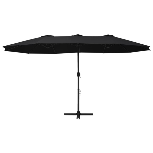Parasol Ogrodowy Czarny z Podstawą Składany Na Taras Balkon Ogród 460 x 270 941497