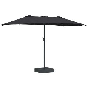 Parasol Ogrodowy Czarny z Podstawą Składany Na Taras Balkon Ogród 940613 Parasol Ogrodowy Czarny z Podstawą Składany Na Taras Balkon Ogród 940613