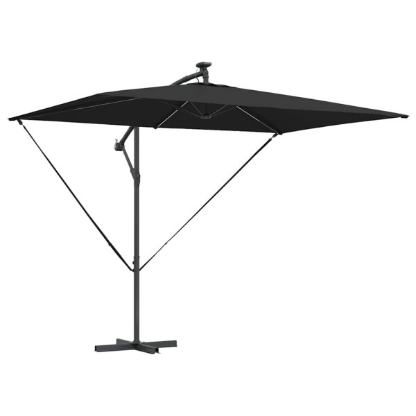Parasol Ogrodowy Czarny z Podstawą Składany Na Taras Balkon Ogród 941461