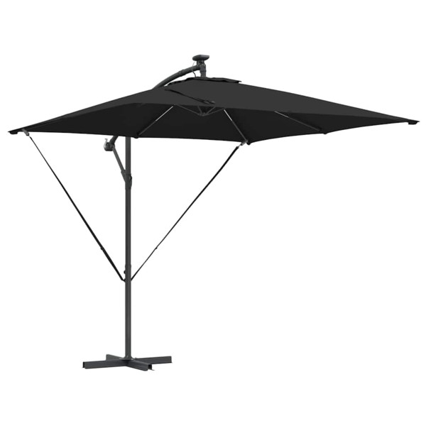 Parasol Ogrodowy Czarny z Podstawą Składany Na Taras Balkon Ogród 943520