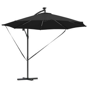 Parasol Ogrodowy Czarny z Podstawą Składany Na Taras Balkon Ogród 940608 Parasol Ogrodowy Czarny z Podstawą Składany Na Taras Balkon Ogród 940608