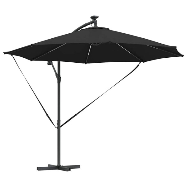 Parasol Ogrodowy Czarny z Podstawą Składany Na Taras Balkon Ogród 940608