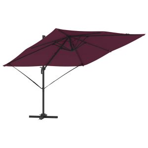 Parasol Ogrodowy Czerwony Składany z Podstawą Na Taras Ogród 286 x 284 940720