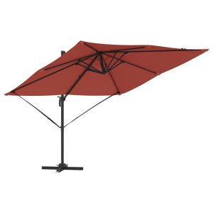 Parasol Ogrodowy Czerwony Składany z Podstawą Na Taras Ogród 286 x 284 940707