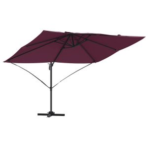 Parasol Ogrodowy Czerwony Składany z Podstawą Na Taras Ogród 351 x 250 940615