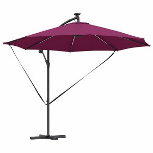 Parasol Ogrodowy Czerwony z Podstawą Składany Na Taras Balkon Ogród 940719 Parasol Ogrodowy Czerwony z Podstawą Składany Na Taras Balkon Ogród 940719